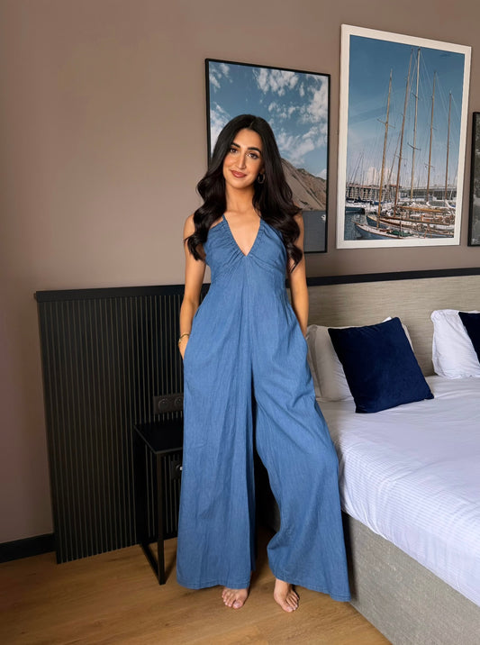 Combinaison dos nu en jean