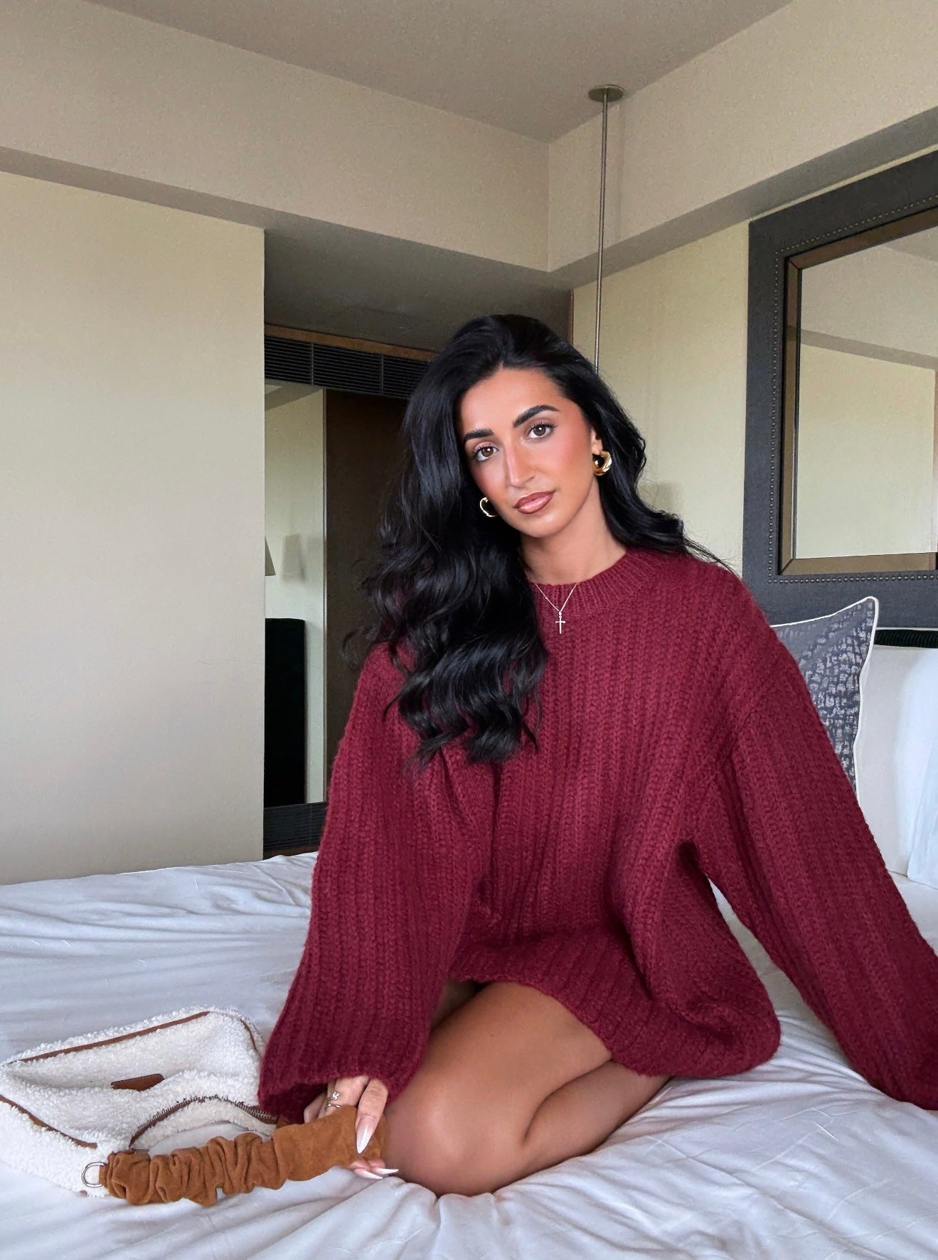 Pull en maille oversize bordeaux