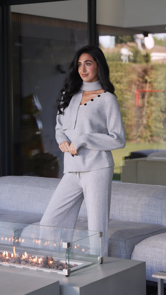 Ensemble en maille écharpe (2 coloris)