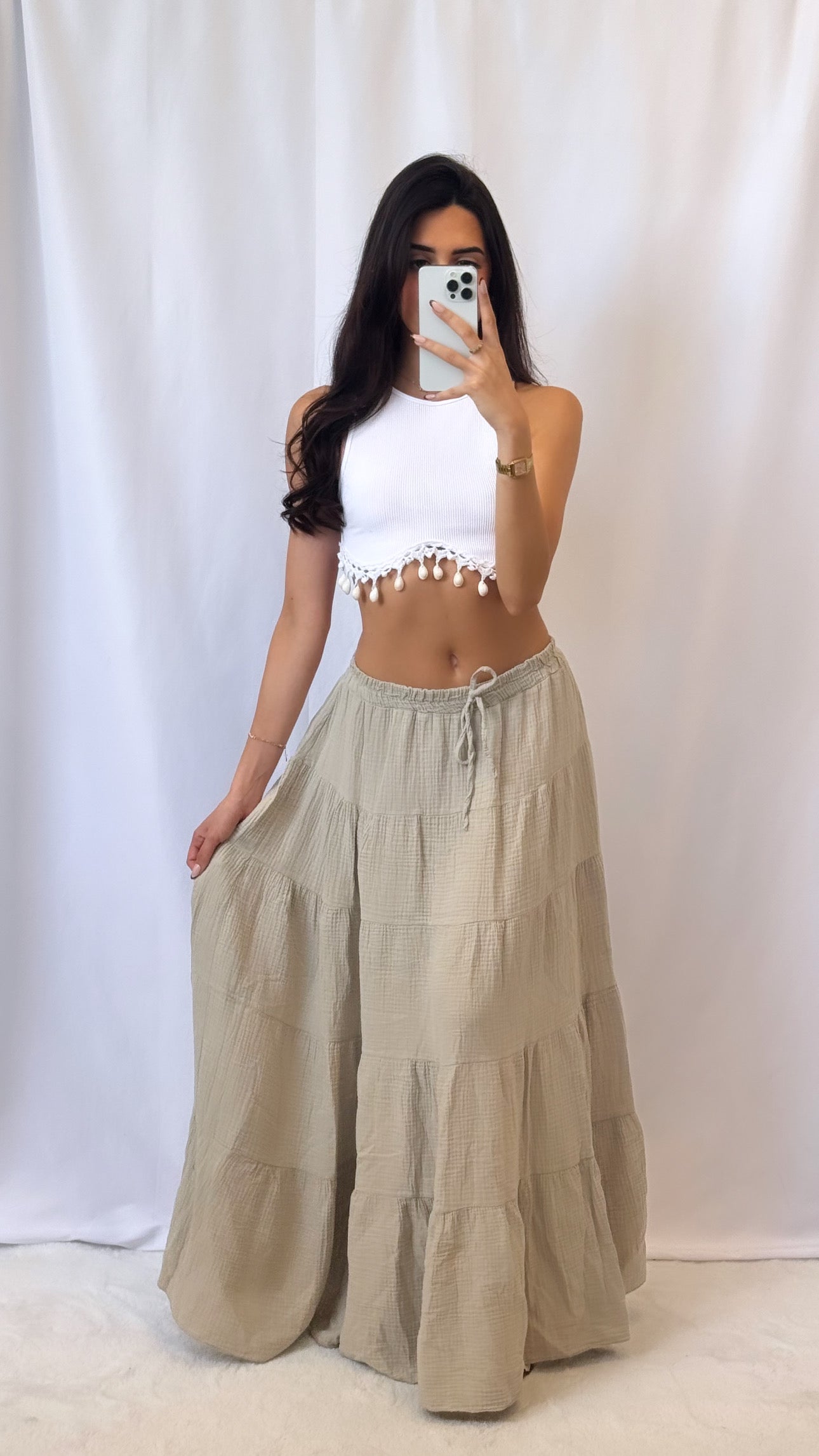 Jupe/robe gaze de coton beige