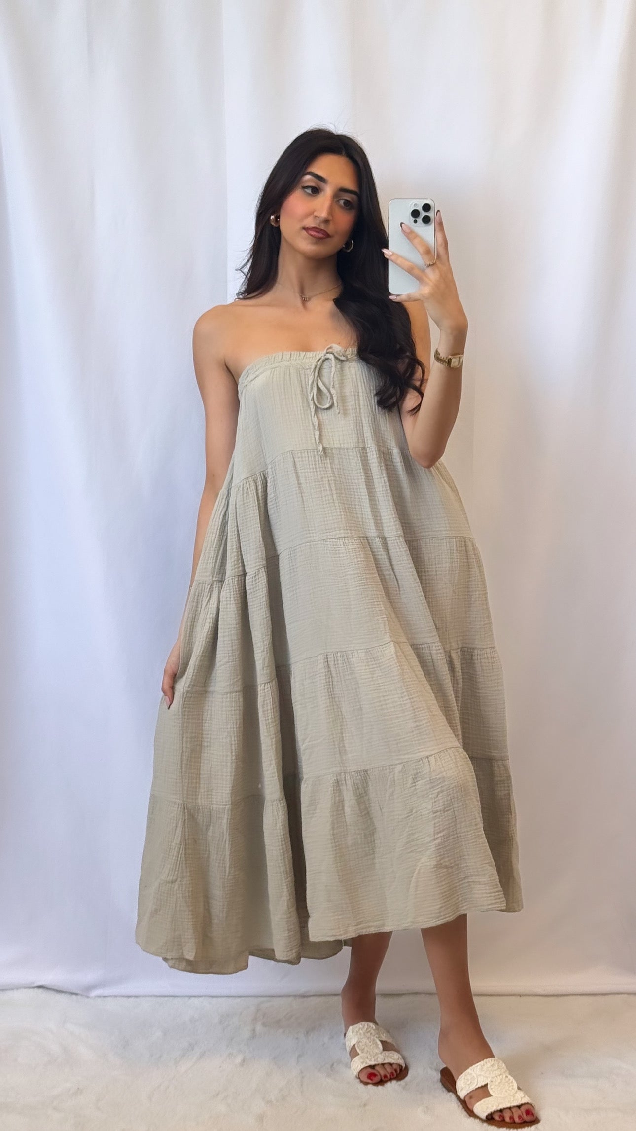 Jupe/robe gaze de coton beige