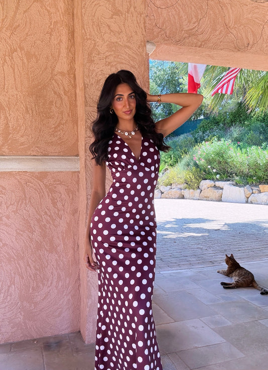 Langes gepunktetes Kleid (2 Farben)