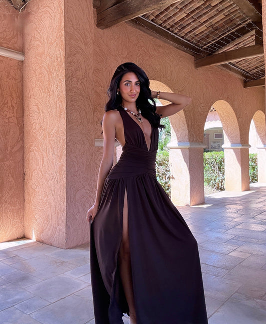 Vestido largo con abertura (2 colores)