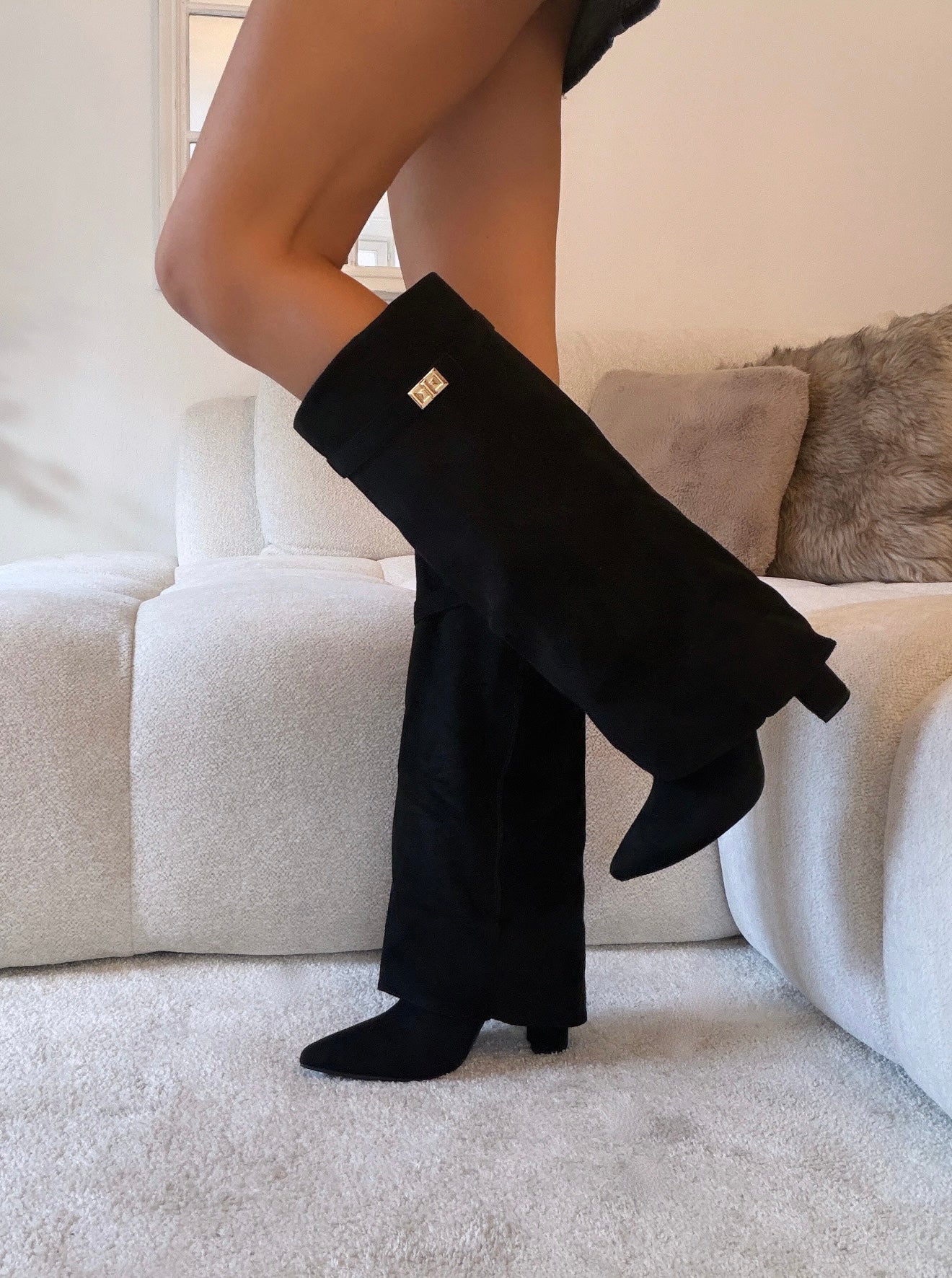 Bottes à talons en daim (2 coloris)