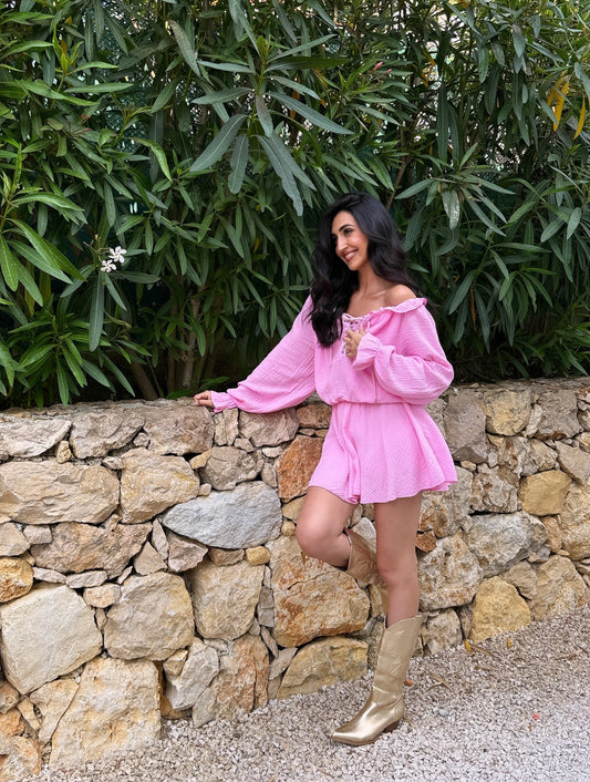 Combinaison épaules nues rose