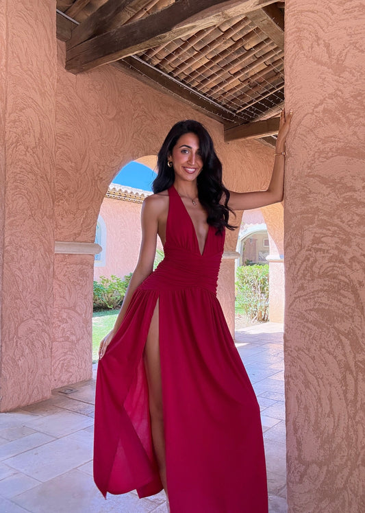 Vestido largo con abertura (2 colores)