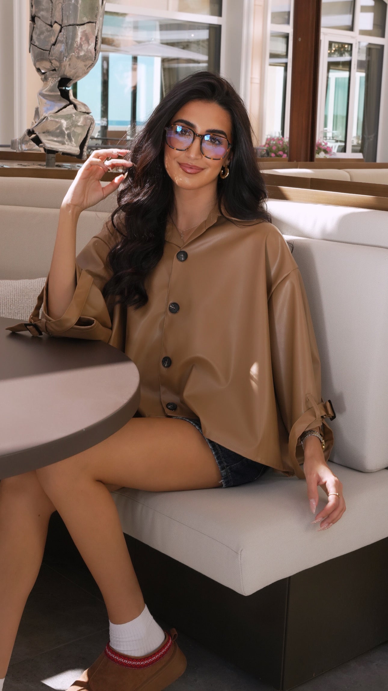 Cape simili cuir camel