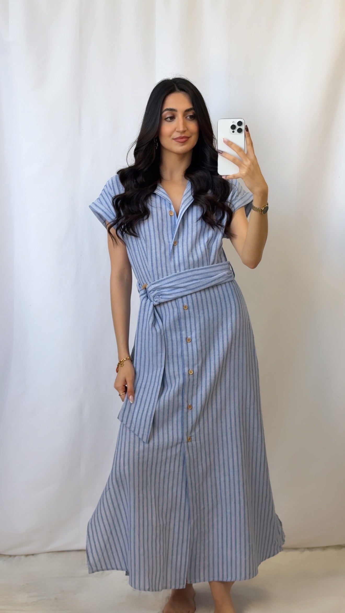 Robe rayée bleue
