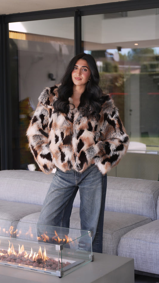 Veste tricolore en fourrure (2 coloris)