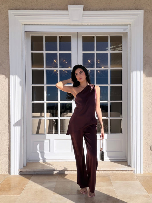 Ensemble satiné asymétrique (2 coloris)