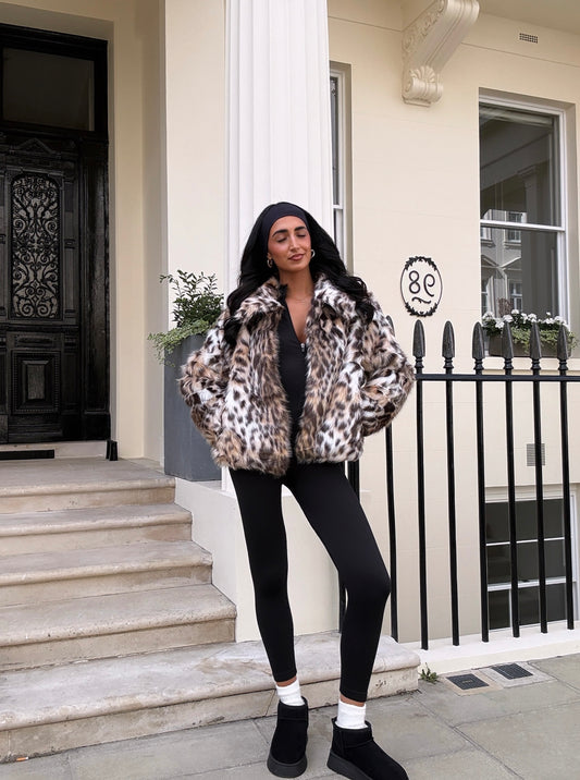 Veste fourrure léopard