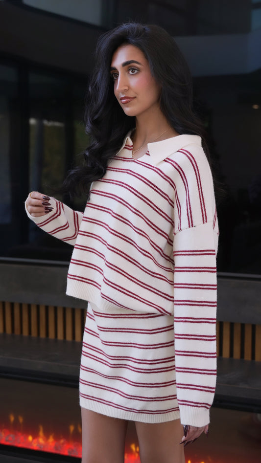 Ensemble rayé pull et jupe