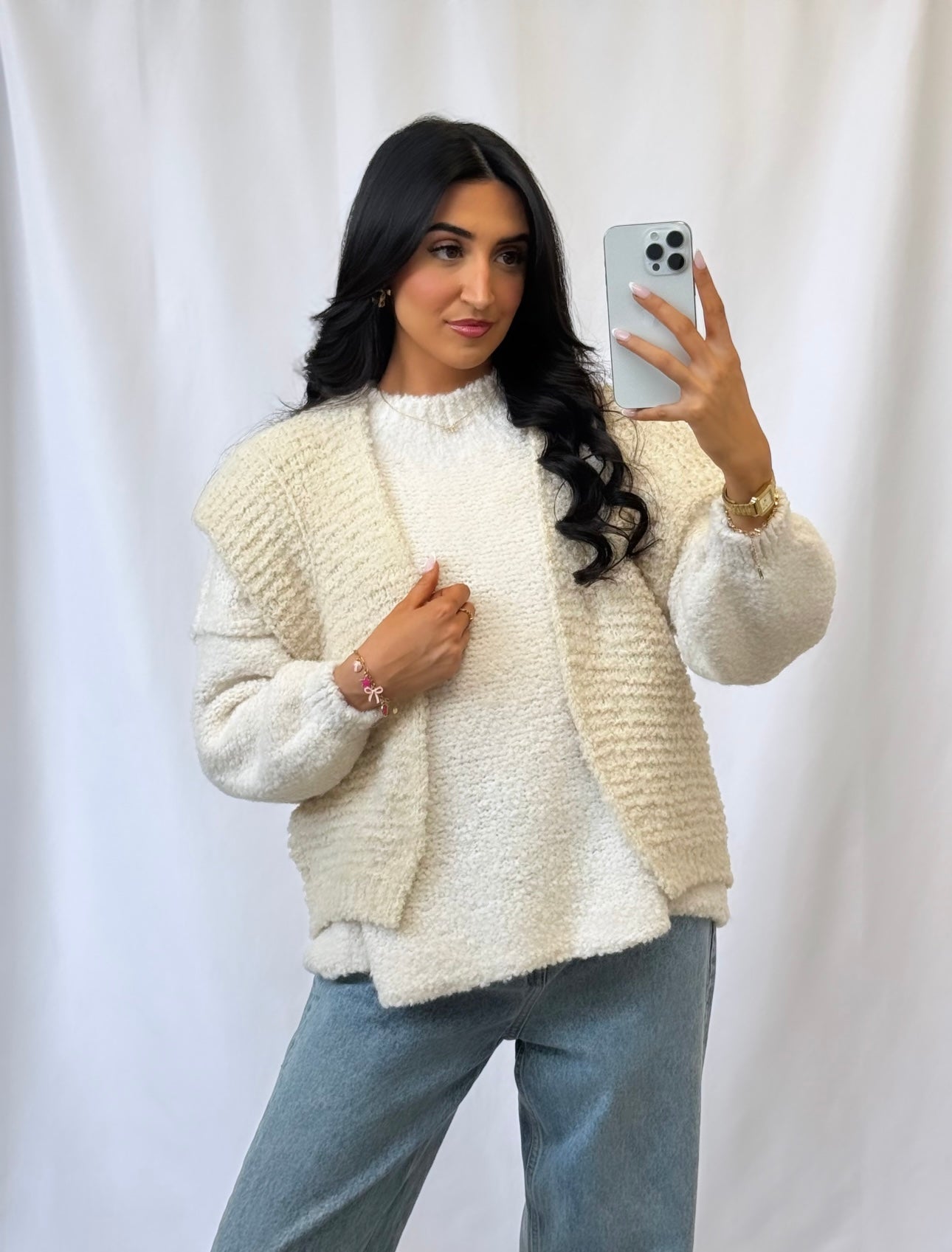 Gilet bouclé blanc