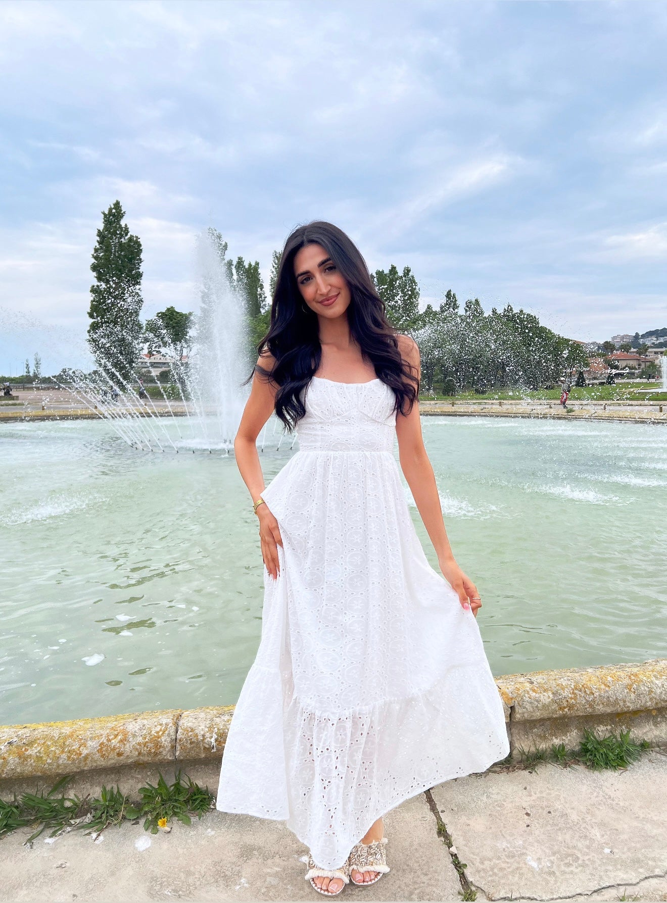 Robe longue à bretelles blanche