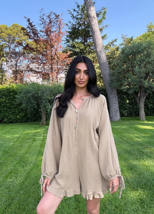 Combinaison short taupe