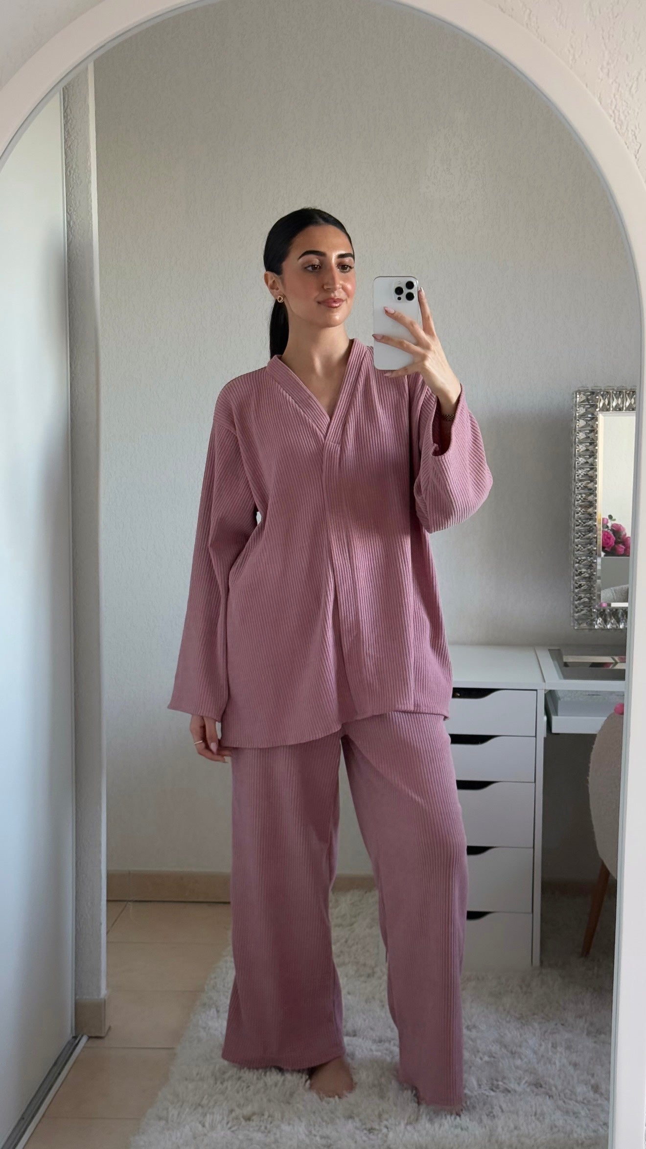 Ensemble côtelé rose
