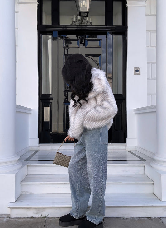 Veste fourrure courte neige