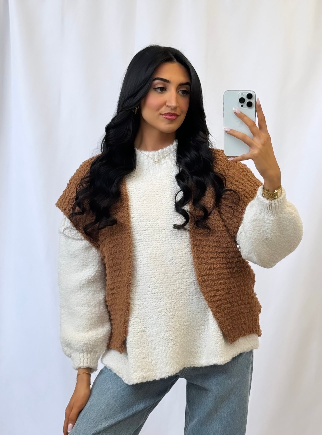 Gilet bouclé marron