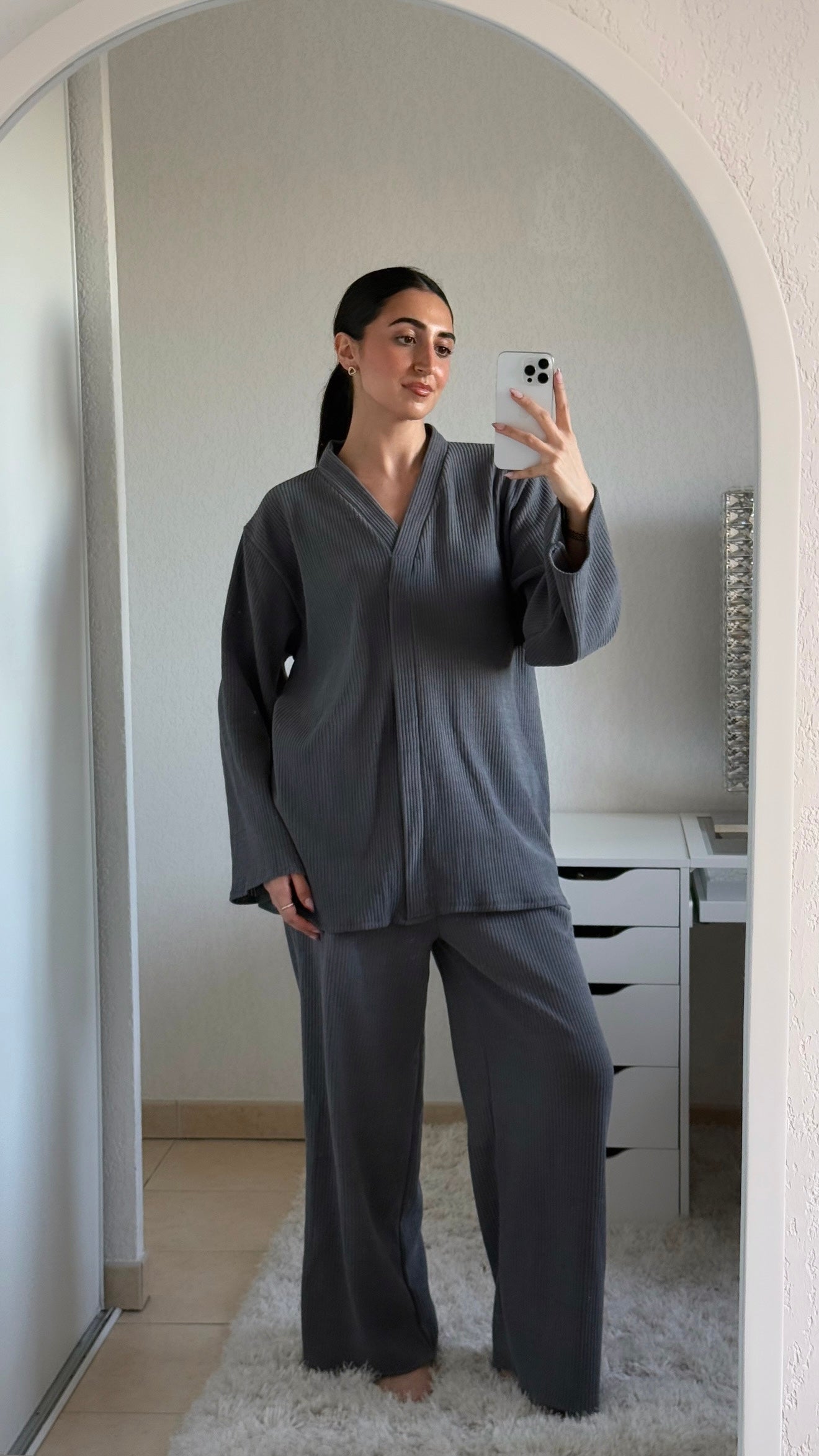 Ensemble côtelé gris
