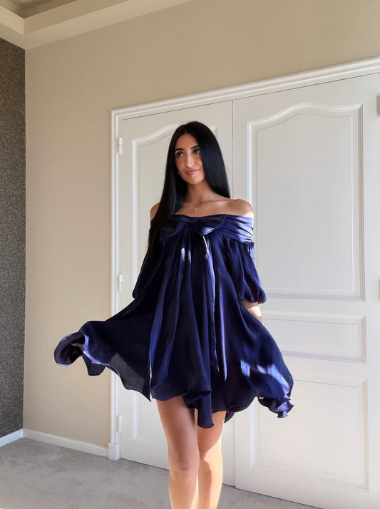 Robe bardot à volants (2 coloris)