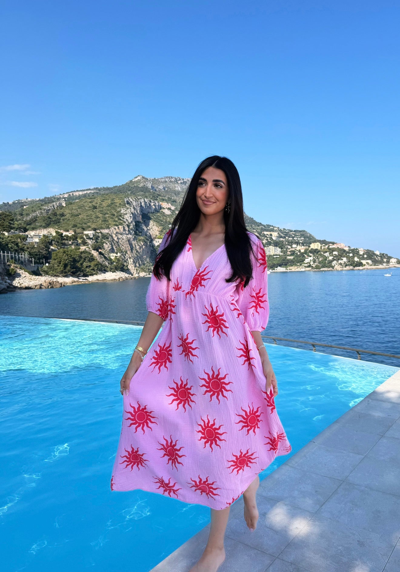 Robe longue soleil rose