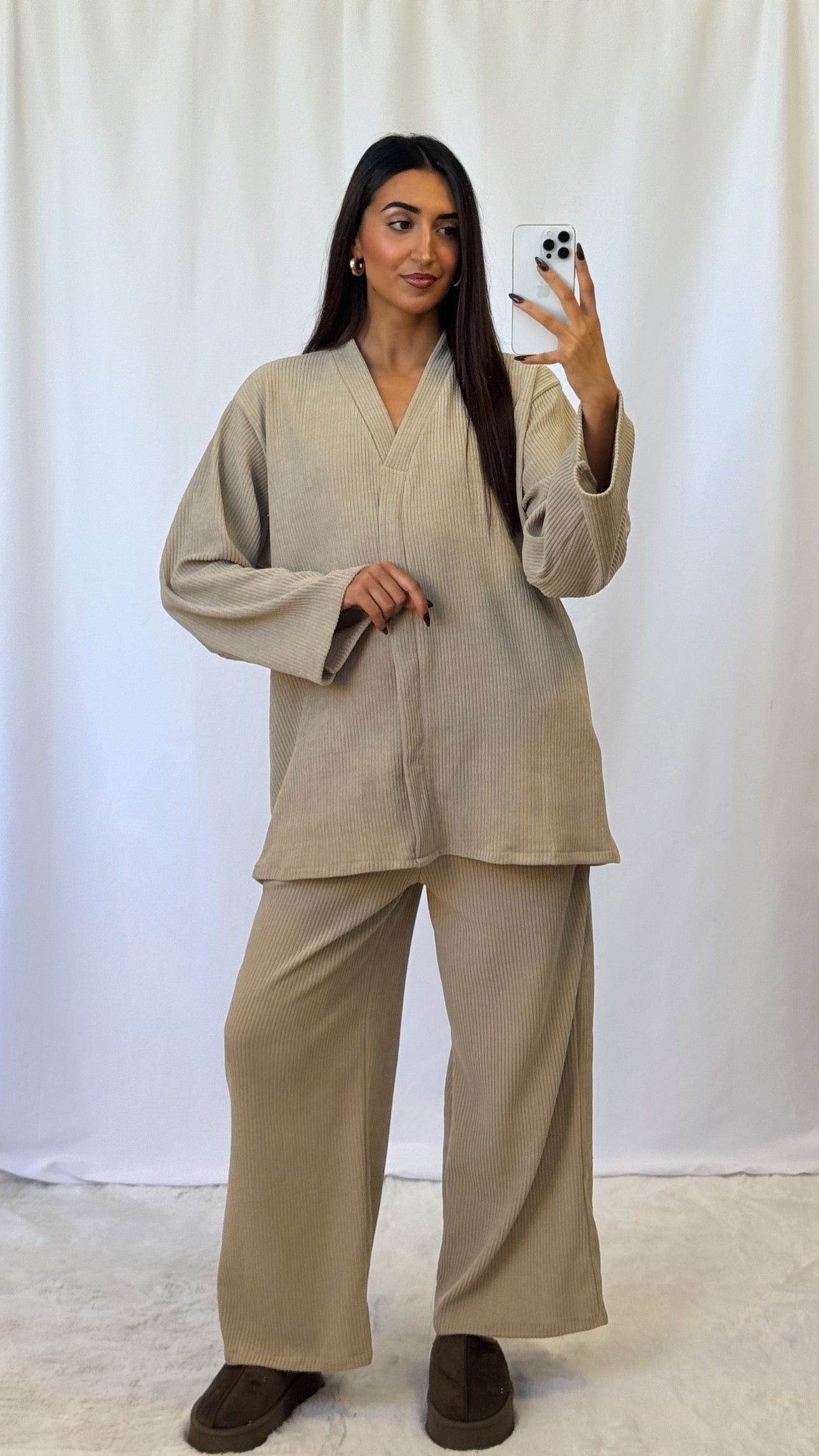 Ensemble côtelé beige