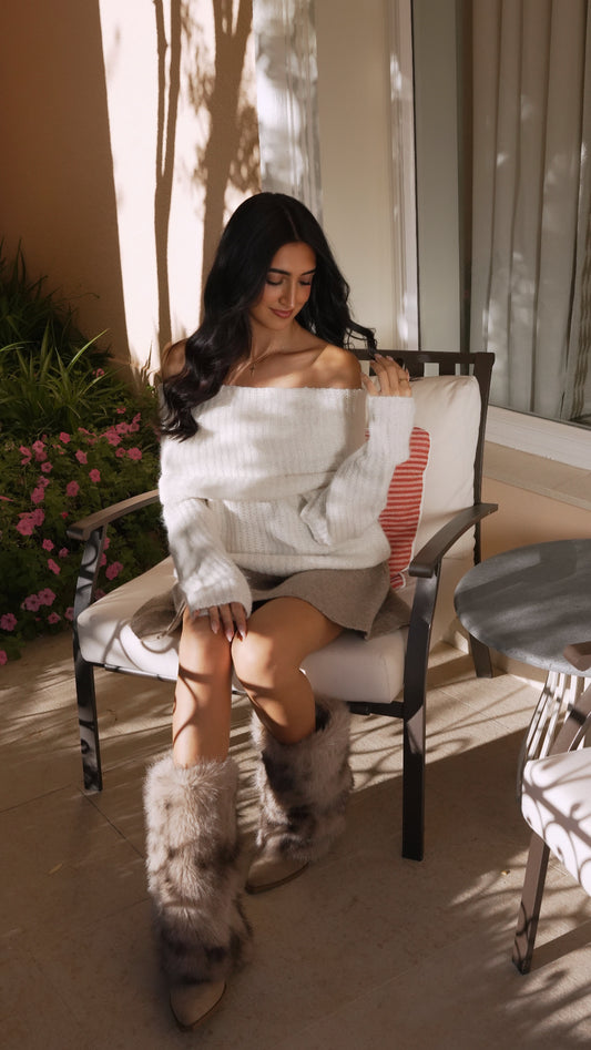 Suéter grueso estilo Bardot (3 colores)