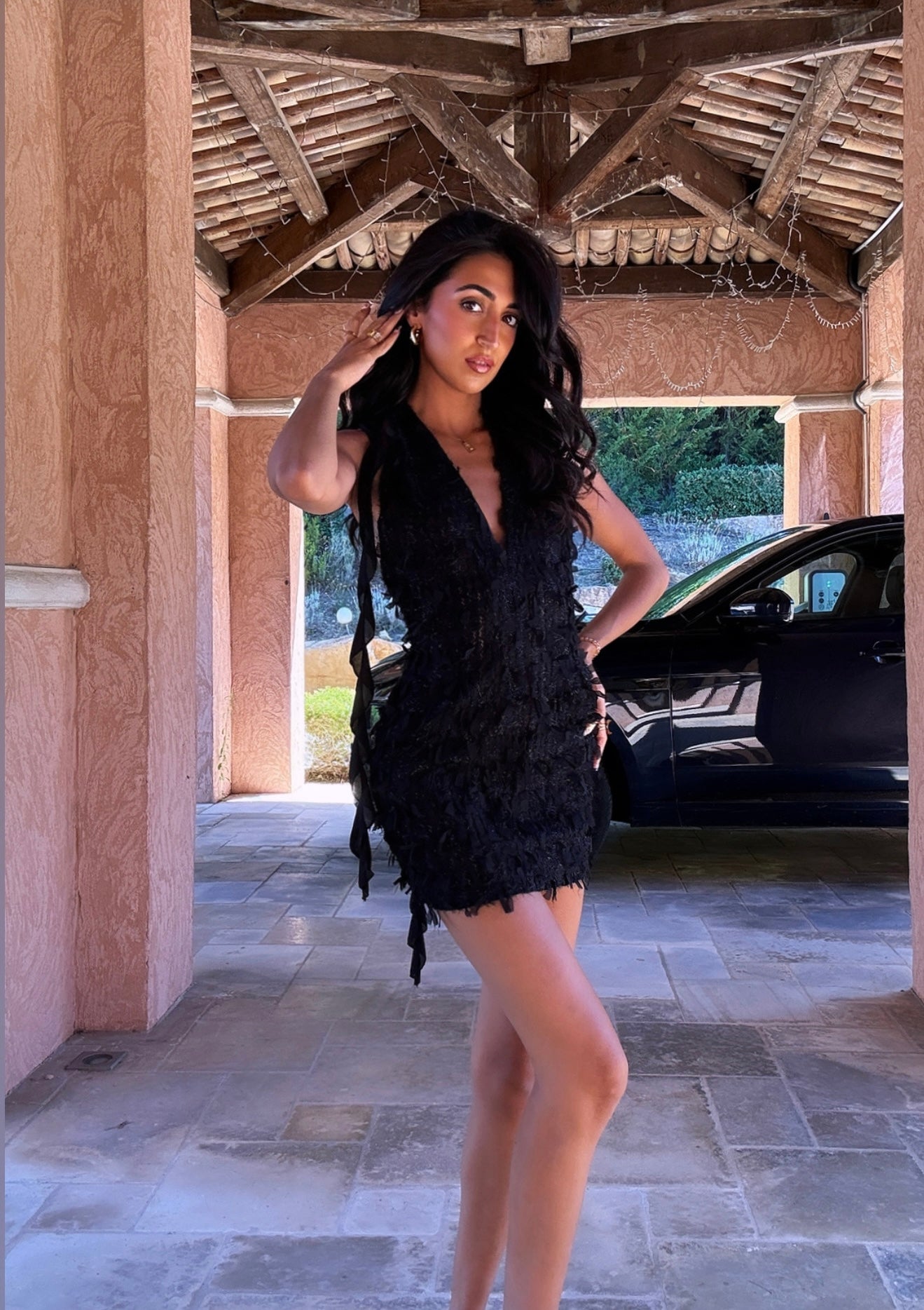 Robe à franges noire
