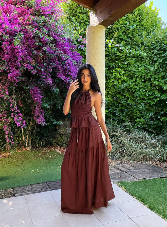 Juego de lino marrón