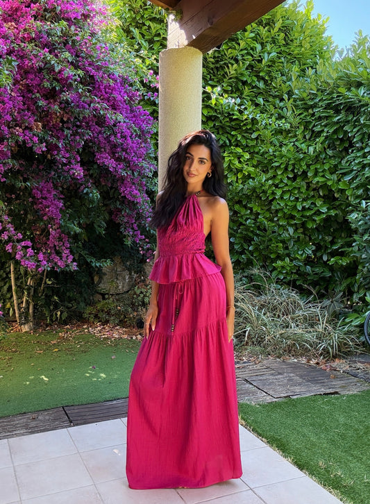 Juego de lino fucsia