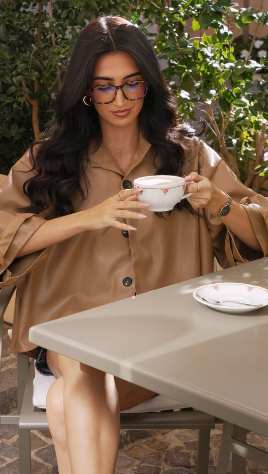 Cape simili cuir camel