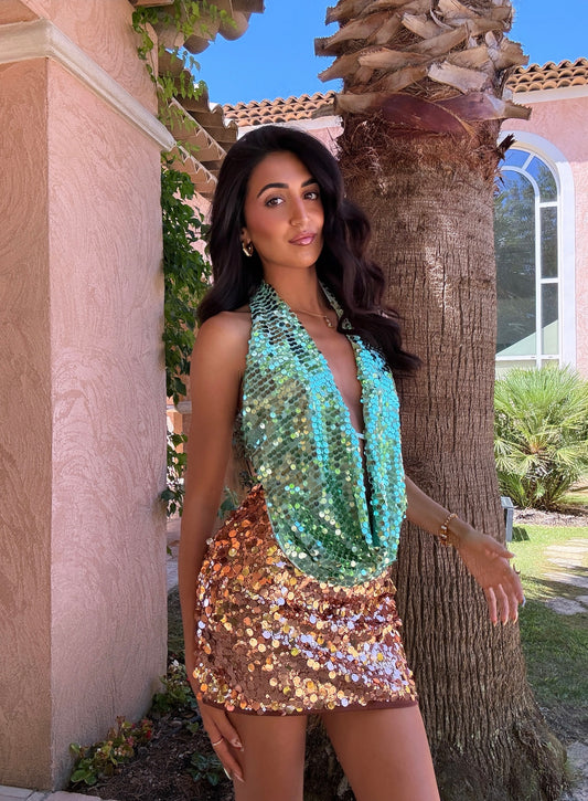 Haut dos nu à sequins (2 coloris)