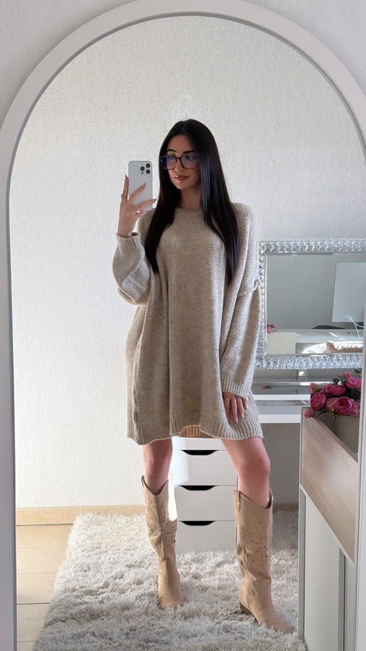 Vestido suéter beige