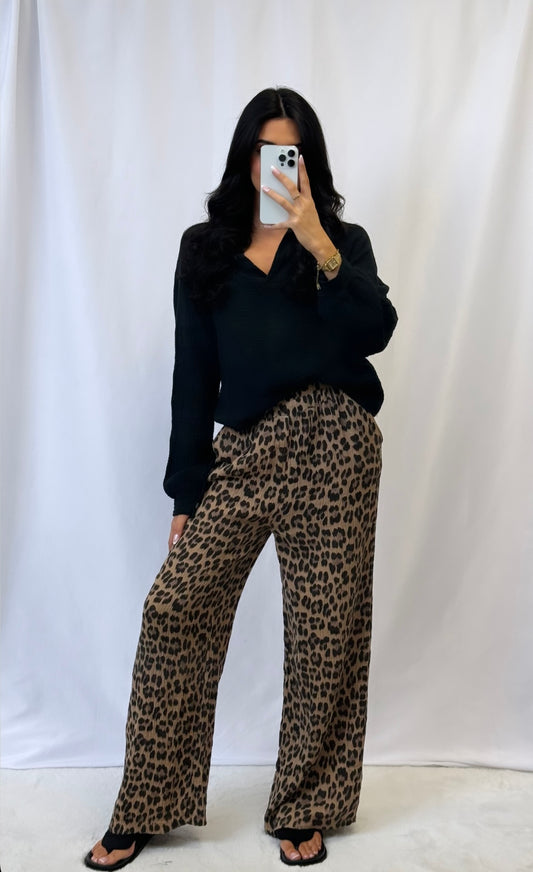Pantalon léopard marron