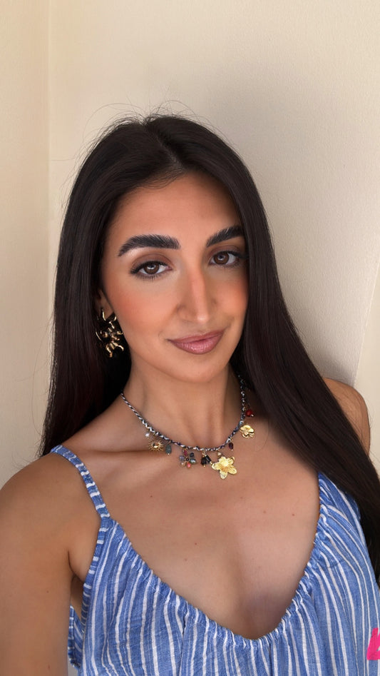 Collier breloques bleu
