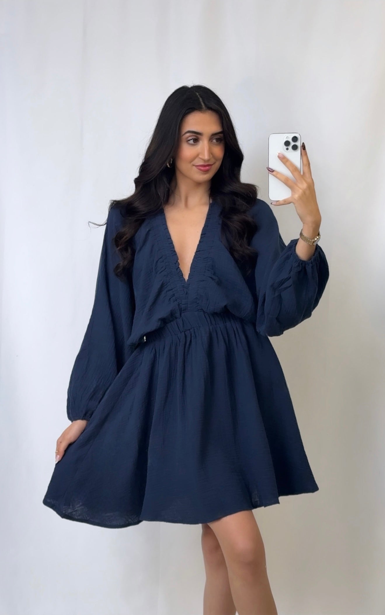 Robe évasée bleu marine