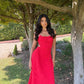 Robe dos nu en coton rouge