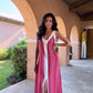 Robe longue à motifs rouge