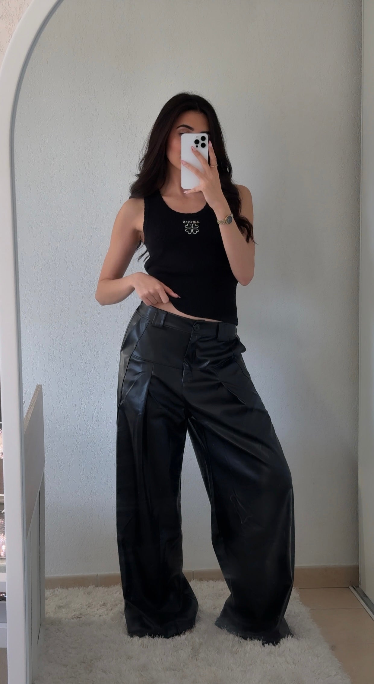 Pantalon simili noir