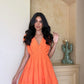 Robe courte à volant orange