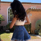 Short en jean évasé