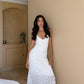Robe longue en dentelle blanche