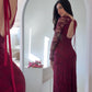 Robe dos nu en dentelle bordeaux