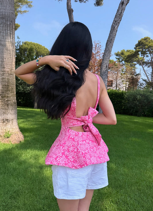 Top évasé rose