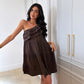 Robe asymétrique marron