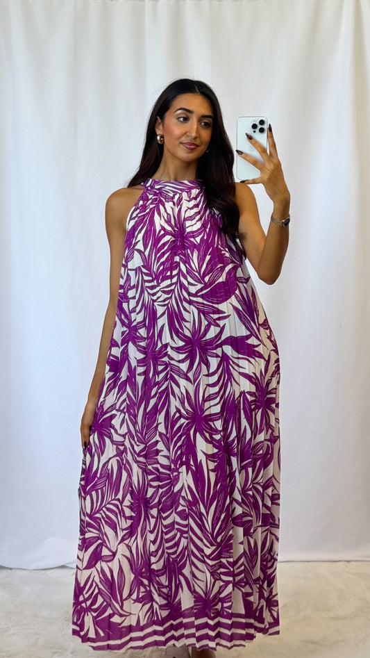 Robe palmier violette