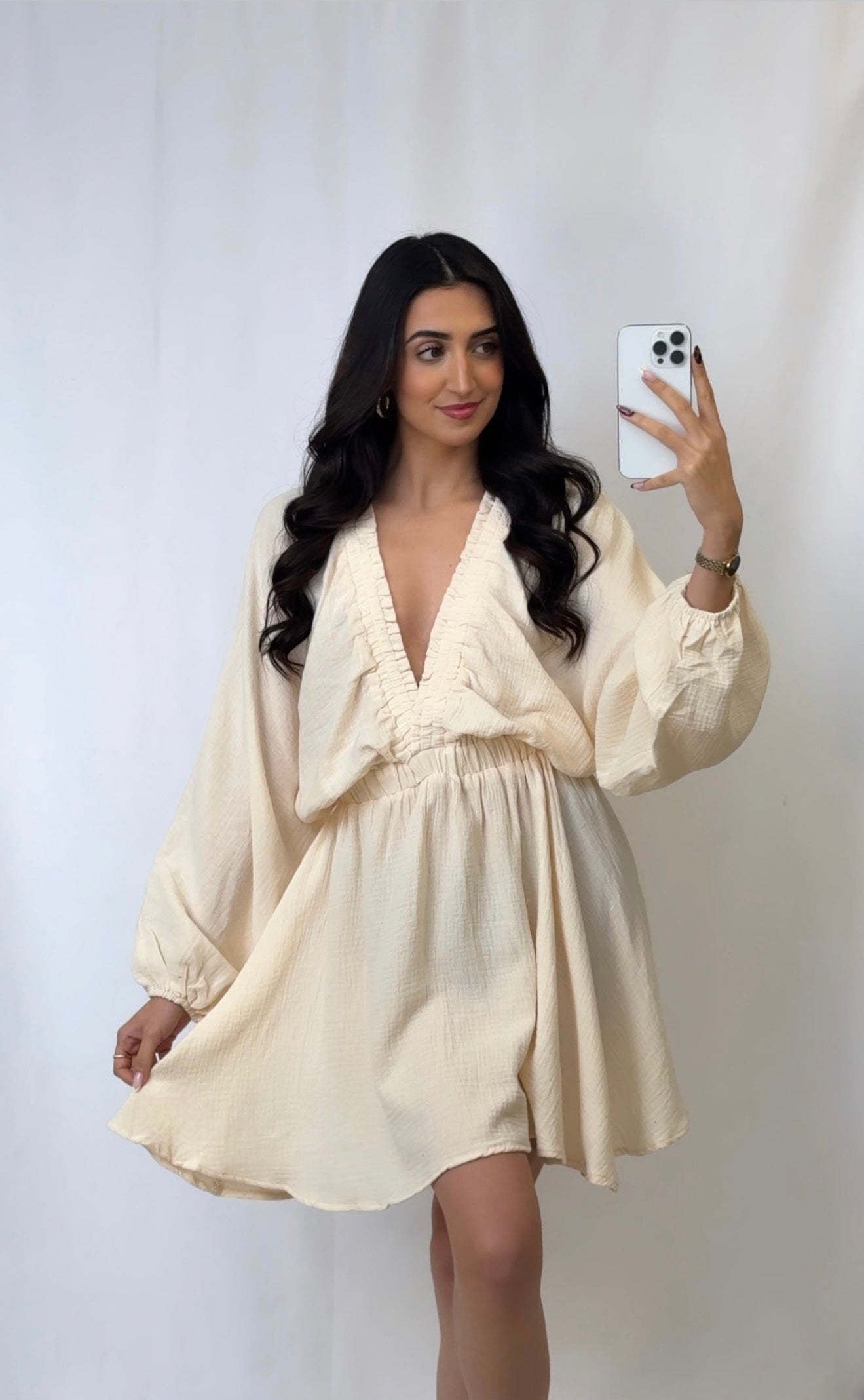 Robe évasée beige