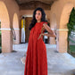 Robe longue texturée terracotta
