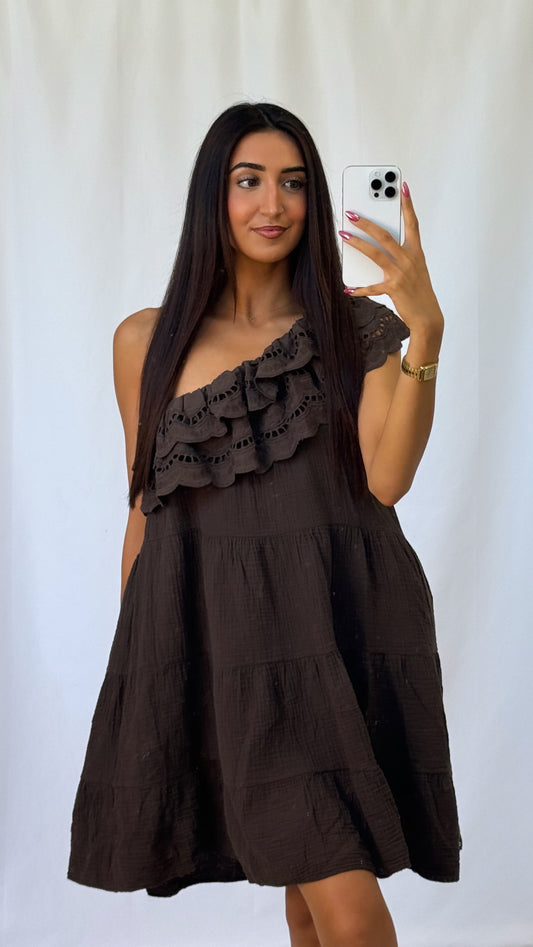 Robe asymétrique marron