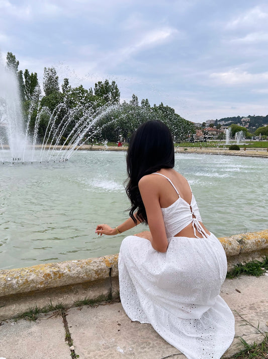 Robe longue à bretelles blanche